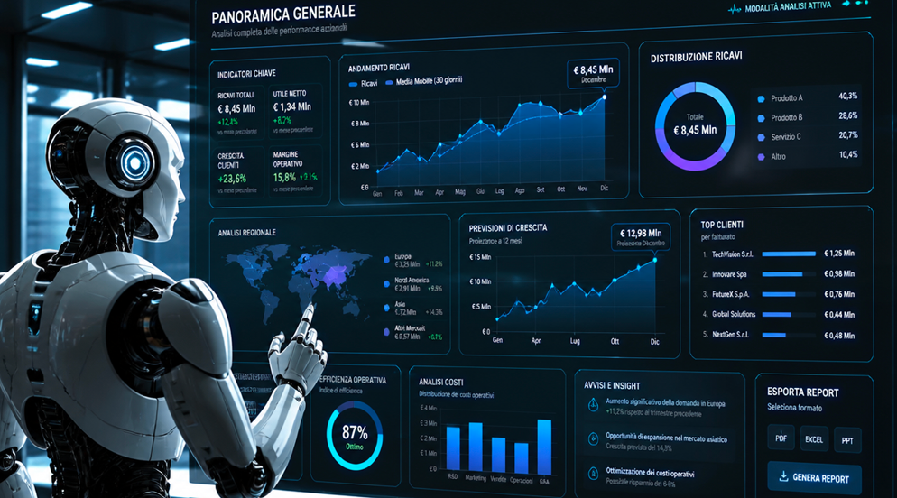 Robot AI moderno in ambiente lavorativo